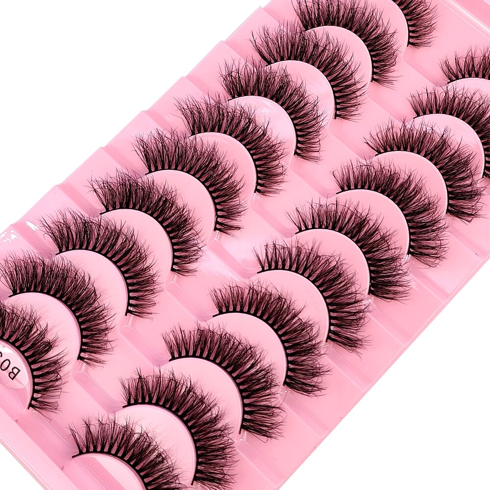 10Pairs 3D Faux Mink Hair False Eyelashes Natural Messy Eyelash Crisscross Wispy Fluffy Lashes Extension Big Eye Fake Lashes