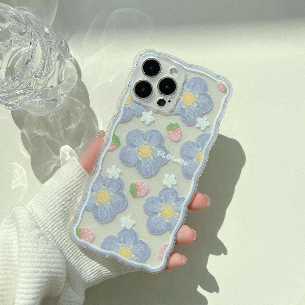 Retro sweet summer oil painting flower transparent Phone Case For iPhone 14 13 11 12 Pro Max XR Xs Max 7 8 Plus Case Cute Cover