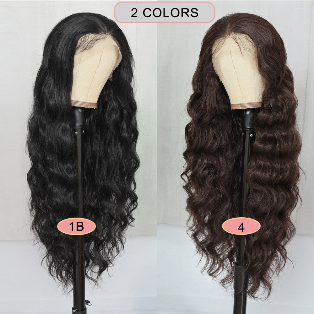 6x13 4x13 Synthetic Lace Front Wigs 32 Inches Long Body Wave Fluffy Trendy Wig for Black Women Pre Plucked with Baby Hair