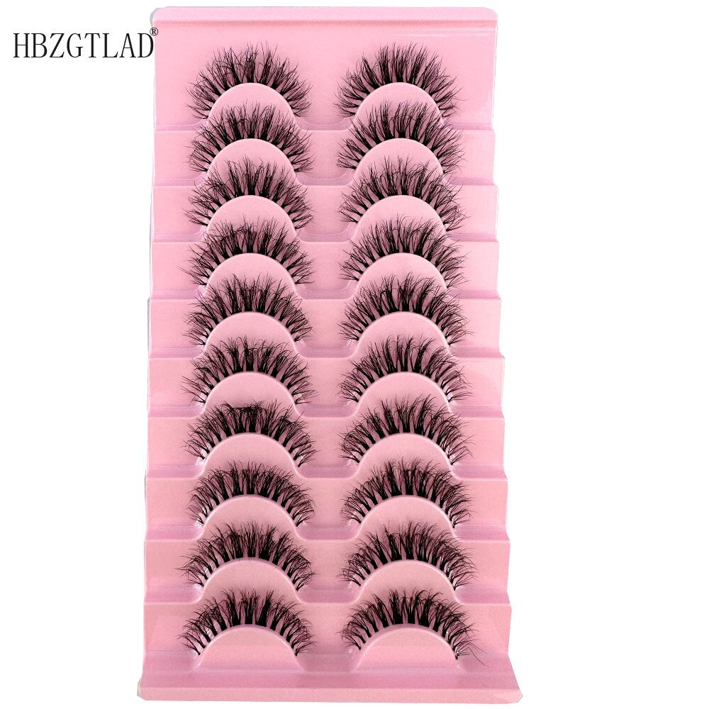 10pairs Mink Eyelashes Invisible Band Lash Extension Natural False Eyelashes Cross Cluster Fairy 3D Faux Big Eye Long Fake Lashes