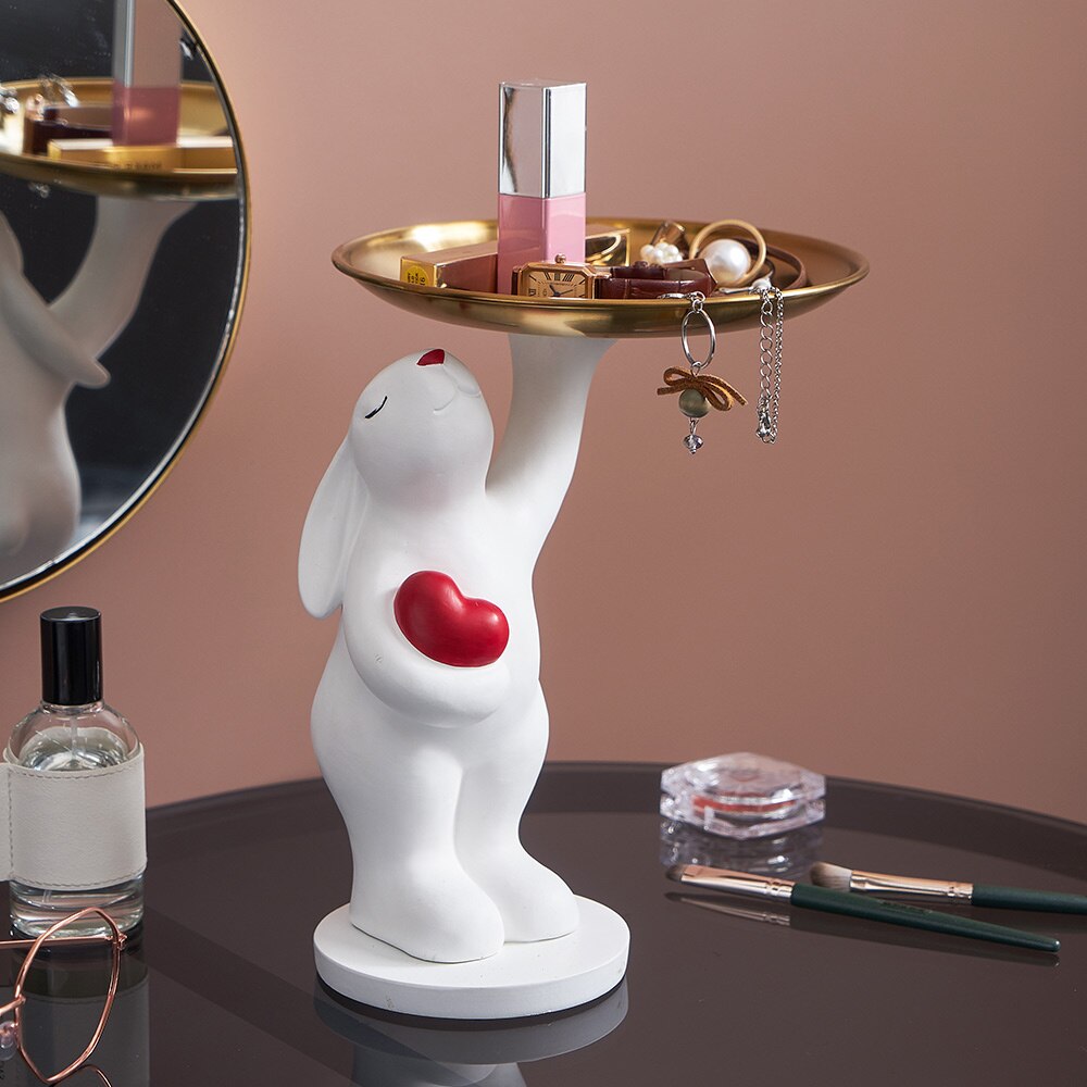 Resin White Bear Statue Modern Creative Animal Polar bear Figurine Home Office Desktop Storage Tray Ornaments Decor Sculpture