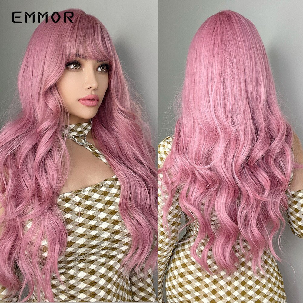 Synthetic Women Long Wavy Wigs Brown with Blonde Wigs Natural Wavy Heat Resistant Wig for Women Wigs