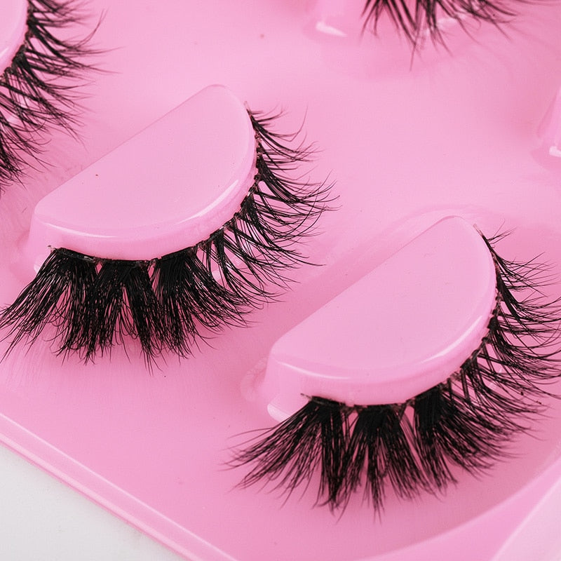 5pairs Lashes Manga Lashes 3D Clear Band Lashes Natural Look Wispy Mink Eyelashes Fluffy Cat Eye Lashes individual Eyelashes