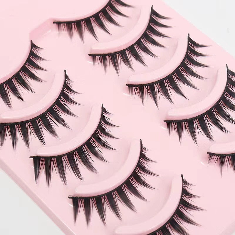 Natural Long Cosplay Cross Strip False Eyelashes Black Eye Lashes 5pair