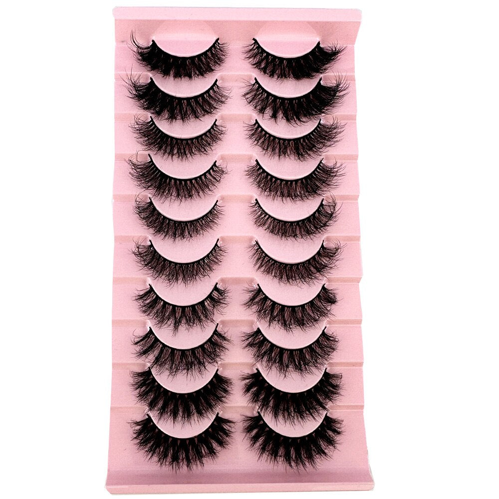 10Pairs False Eyelashes 6D Super Fluffy Wispy Faux Mink Eyelashes Cat Eye Dramatic Lashes Eyelash Extension