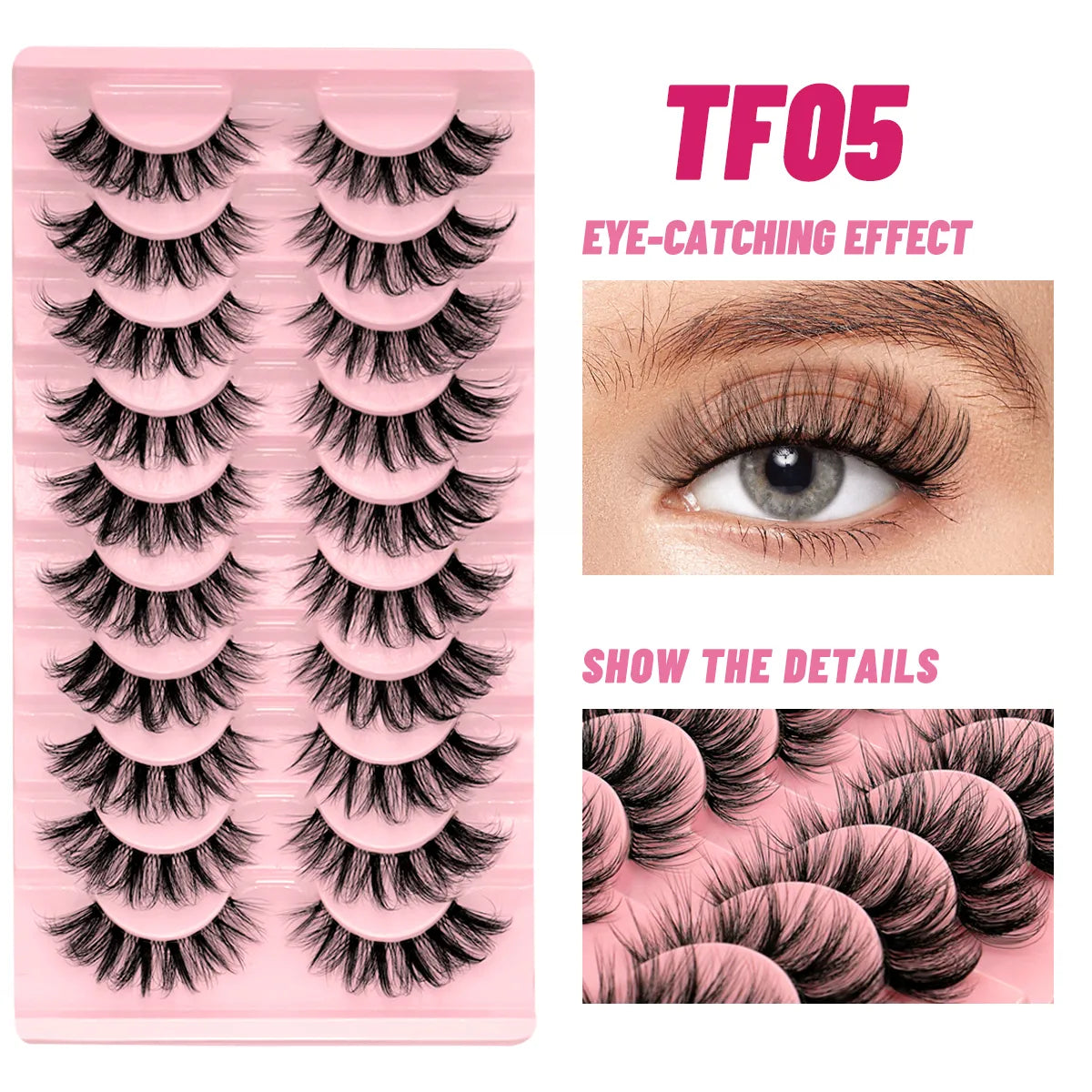 Clear Eyelash Manga  Lashes False 5/10 Pairs Eyelashes Cat-Eye Natural Fluffy 3D Faux Mink Lashes Wispy Lashes