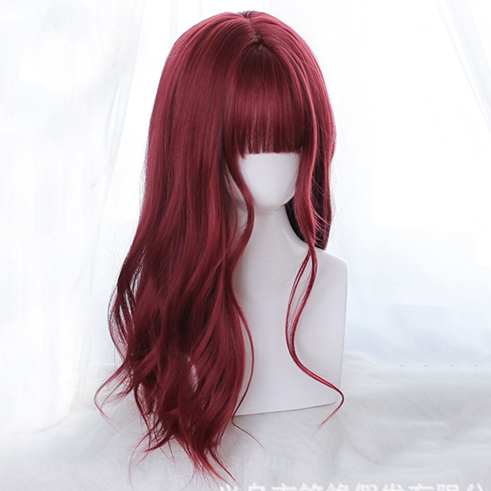 synthetic long curly hair wavy female golden gradient blue purple pink color wig cosplay Lolita wig high temperature