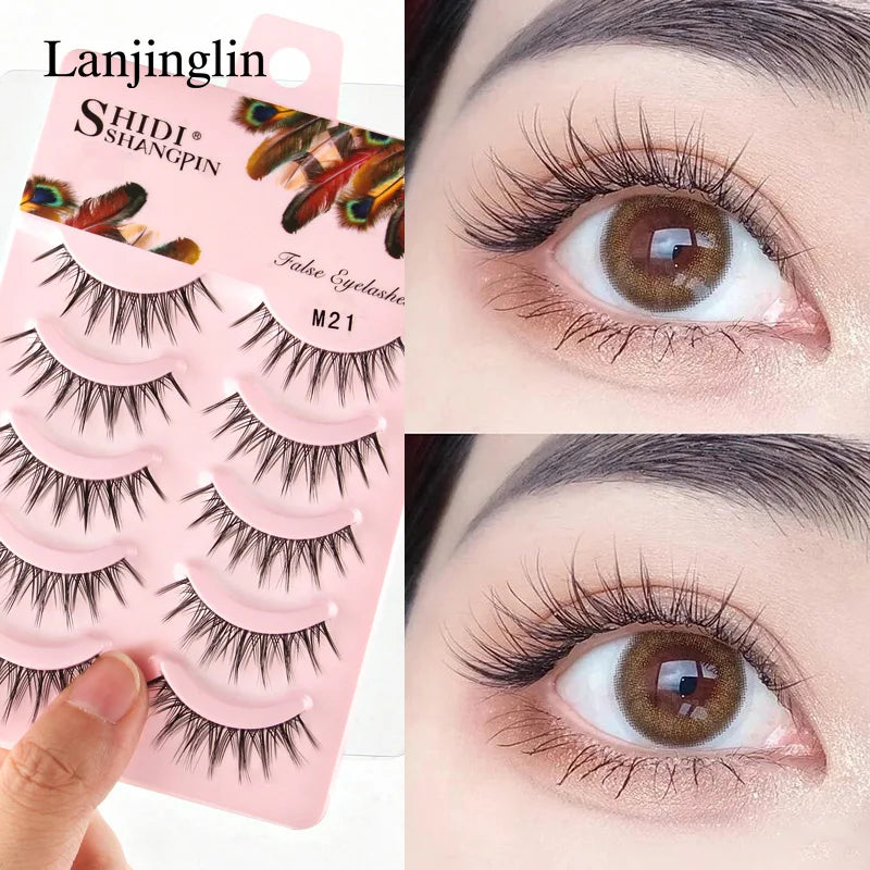 5 Pairs Set Natural False Eyelashes Manga Lashes 3D Faux Mink Lashes Soft Eyelash Extension