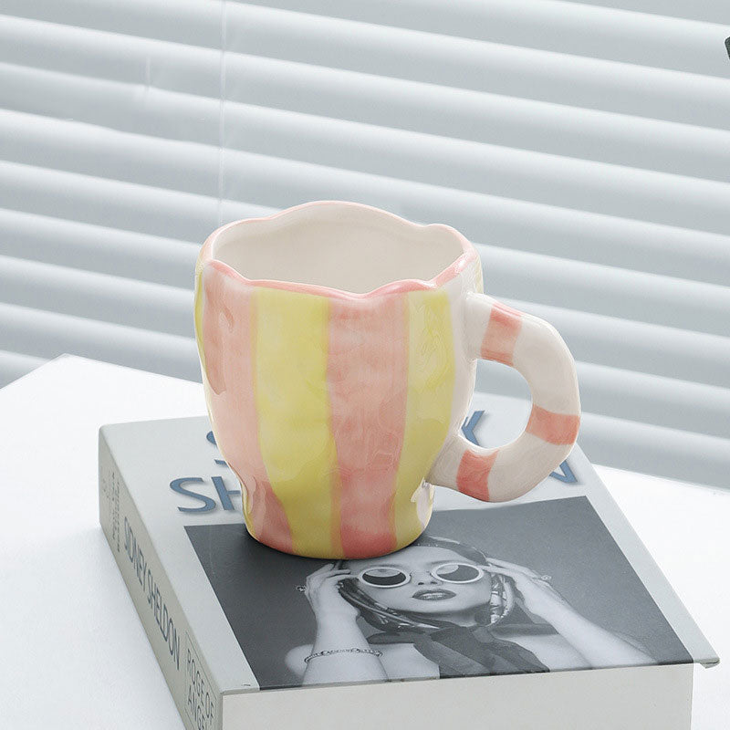 Japanese Hand Painted The Blue Sky and White Clouds Coffee Cup With Saucer Ceramic Handmade Tea Cup Saucer Set Cute Gift For Her