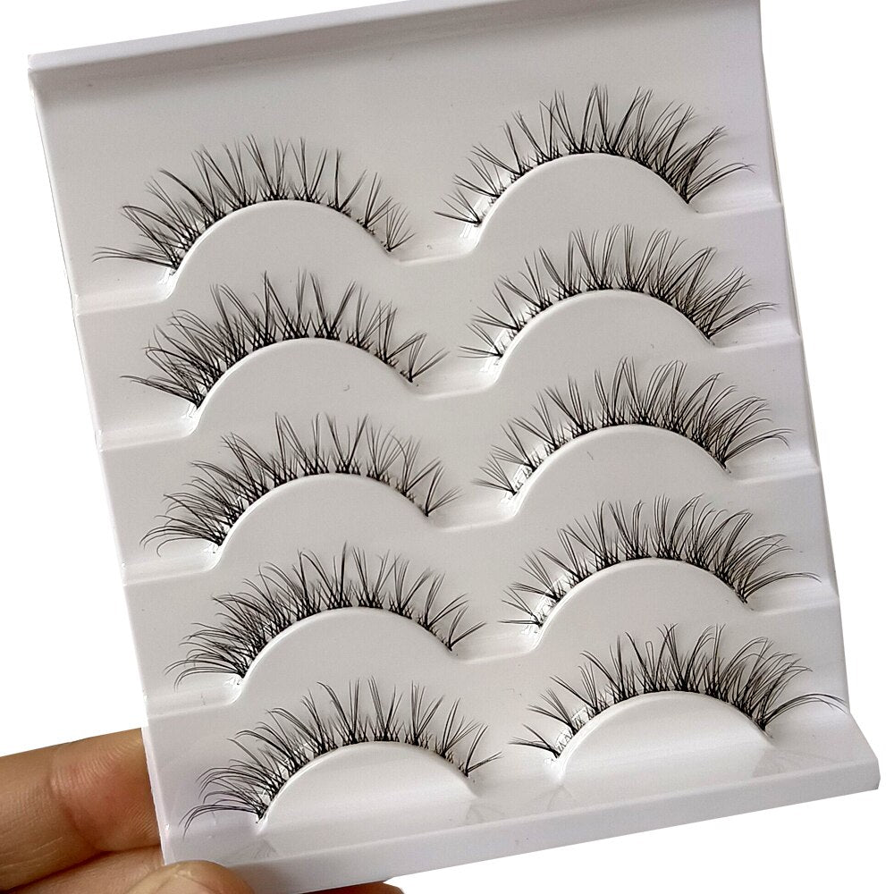 5 Pairs 3D Faux Mink Lashes Invisible band Lashes Natural short Transparent Terrier Lashes Clear Band Soft Eyelashes Extension