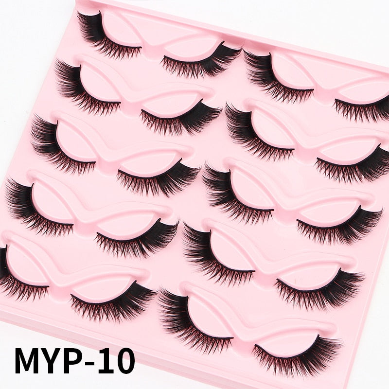 5/7/10Pairs Cat Eye Lash False Eyelashes Natural Faux Mink Eyelashes
