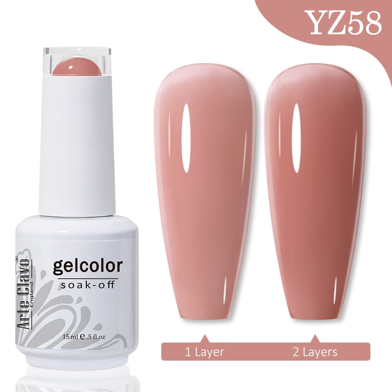 Gel Nail Polish 15ml Nude Pink Soak Off LED UV Lacquer Varnish Semi Permanent Top Base Coat Nail Art Gellak Manicure