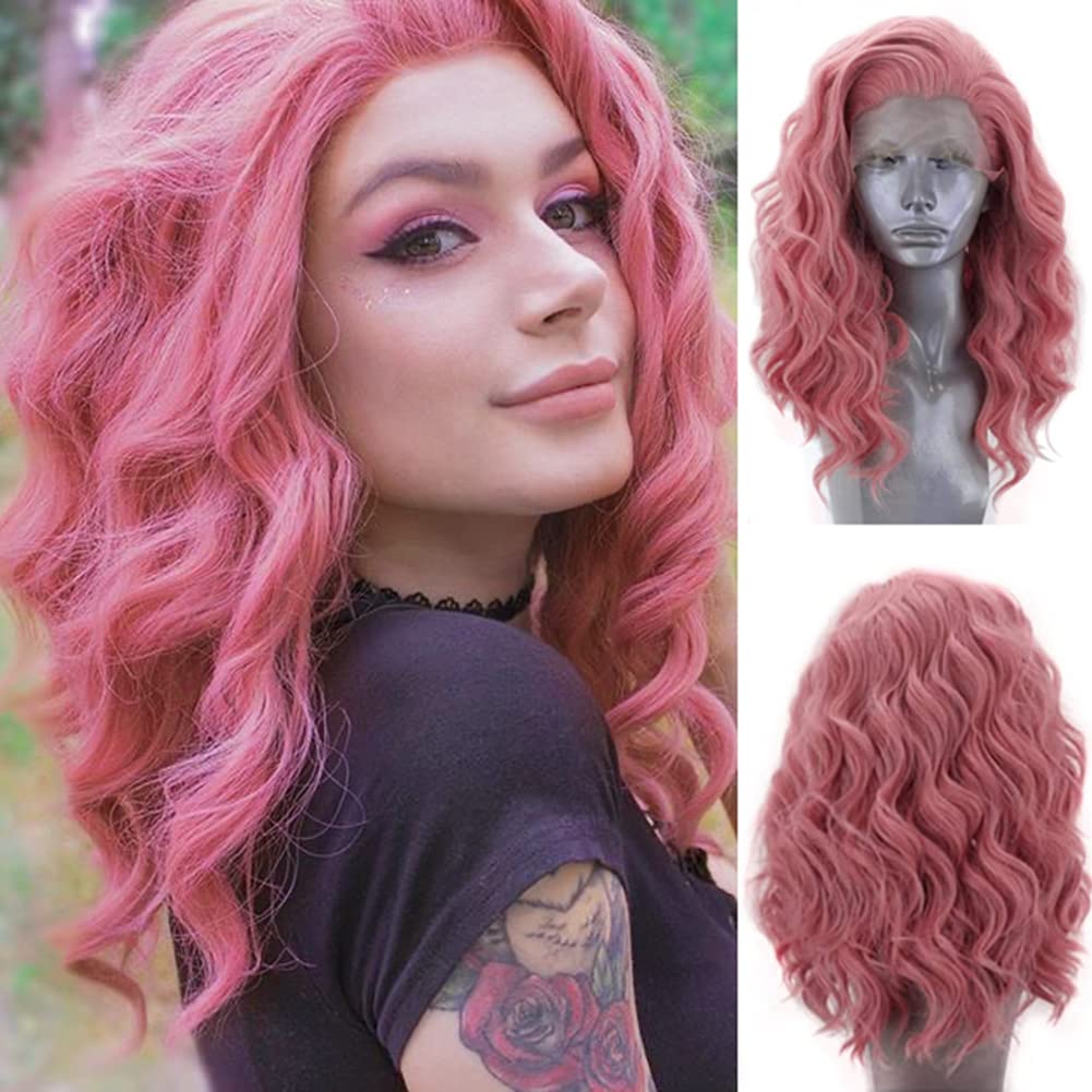 Synthetic Lace Front Wigs Short Bob Wig for Women Silver Brown Pink Blue Color Cosplay Short Wig