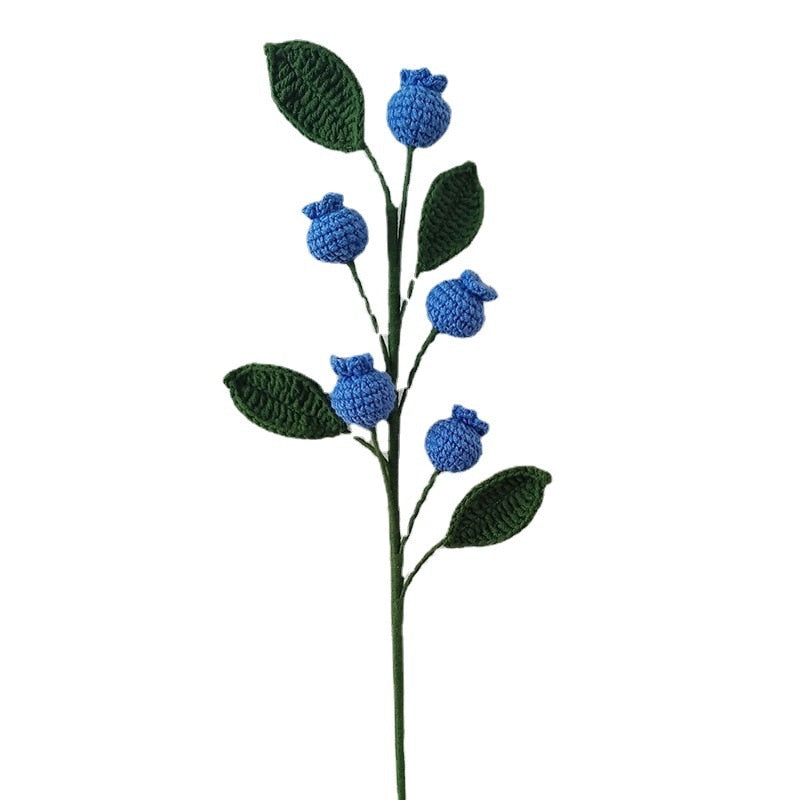 Finished Handmade Knitting Fruit Flowers For Gift Flowers Bouquets Lemon Blueberry Artificial Flower Party Decorations