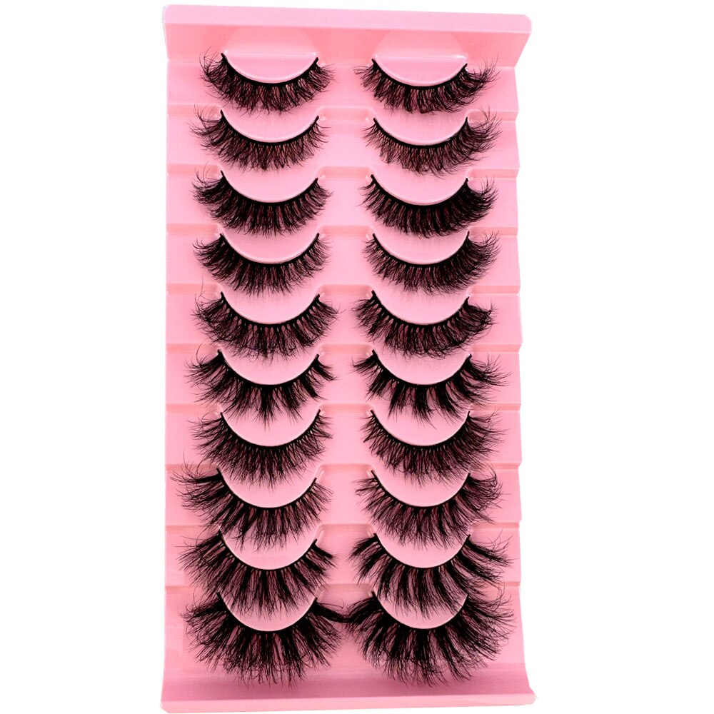 10Pairs False Eyelashes 6D Super Fluffy Wispy Faux Mink Eyelashes Cat Eye Dramatic Lashes Eyelash Extension