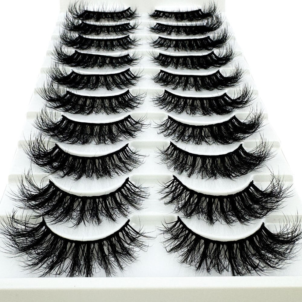 10Pairs 5D Faux Mink Hair False Eyelashes Natural Messy Eyelash Crisscross Wispy Fluffy Lashes Extension Fake Lashes