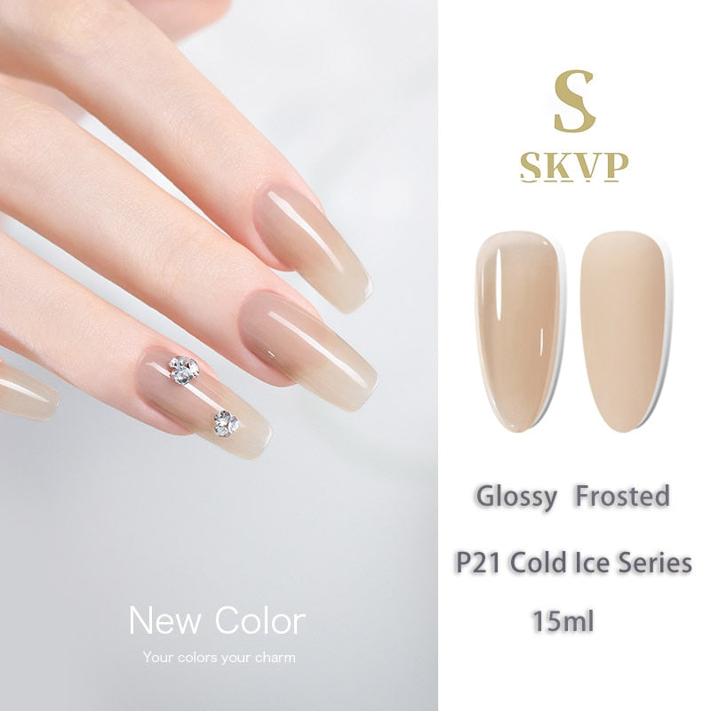 Jelly nude gel Nail Polish Pudding Translucent  Nude Gel Nail Polish UV Gel Semi Permanent Varnish 15ML Large Capacity Gel