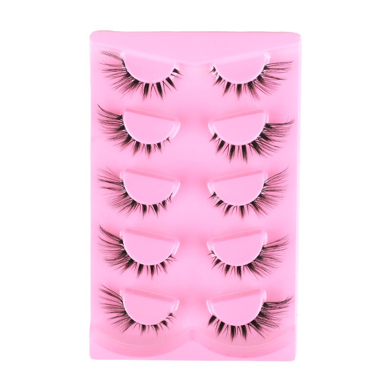 5pairs Lashes Manga Lashes 3D Clear Band Lashes Natural Look Wispy Mink Eyelashes Fluffy Cat Eye Lashes individual Eyelashes