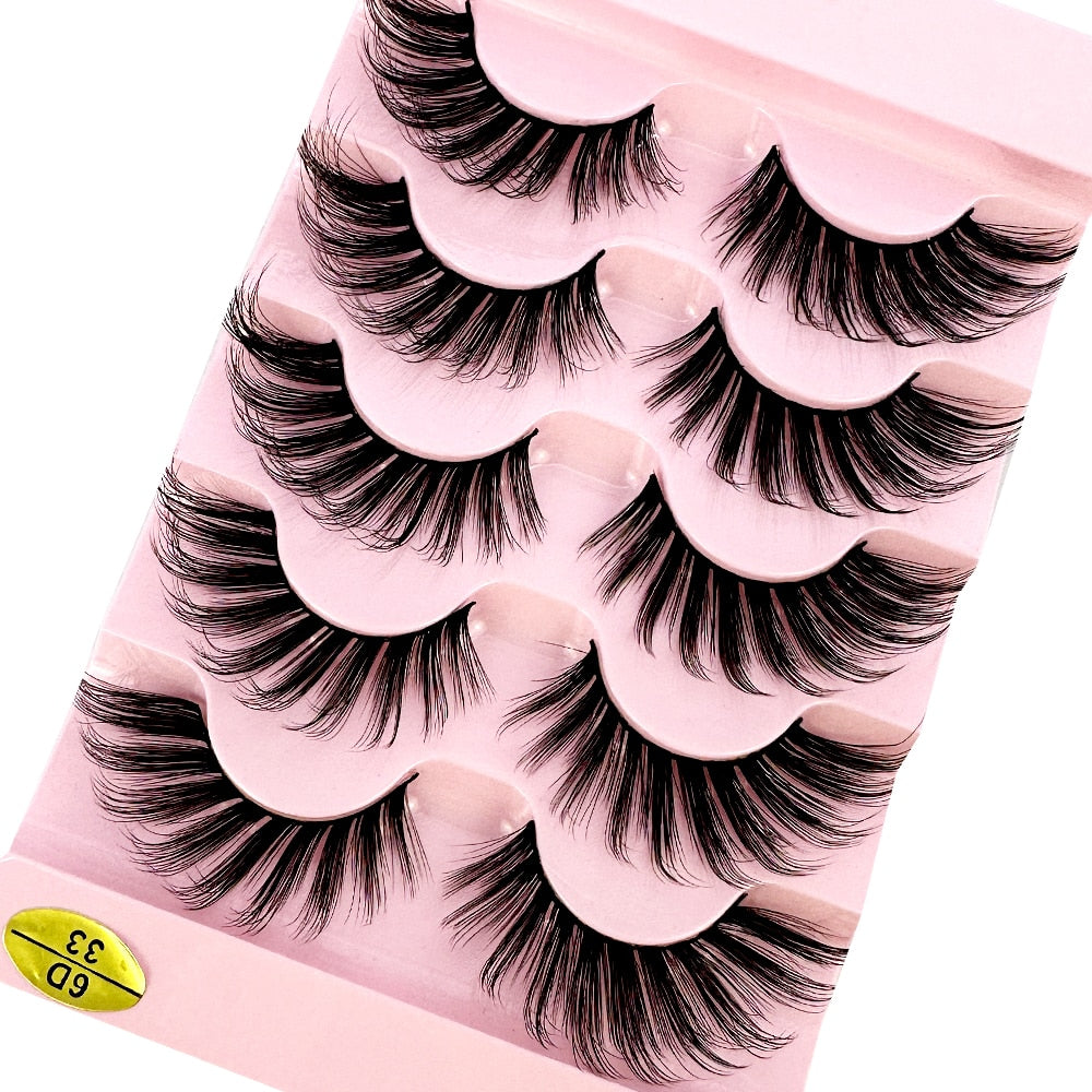 Natural Long Cosplay Cross Strip False Eyelashes Black Eye Lashes 5pair
