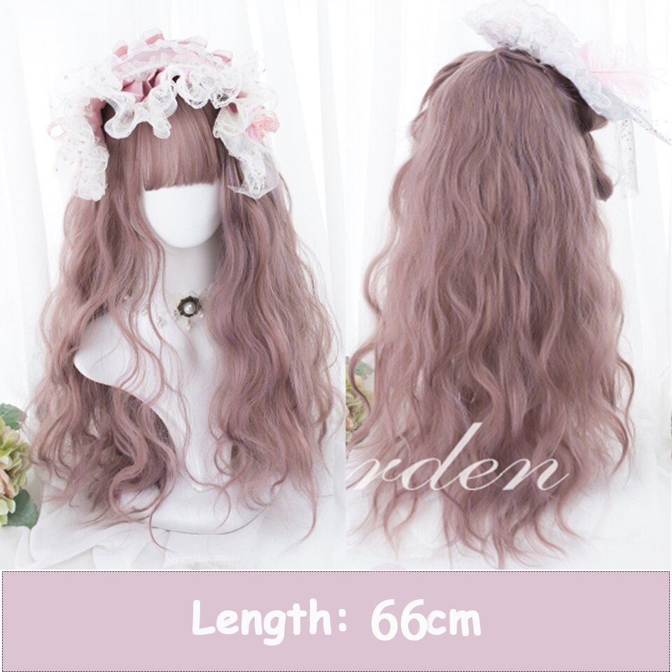 Synthetic Long Wavy Women Light Pink Gradient Mixed Color Lolita Cosplay Heat Resistant Party Wig
