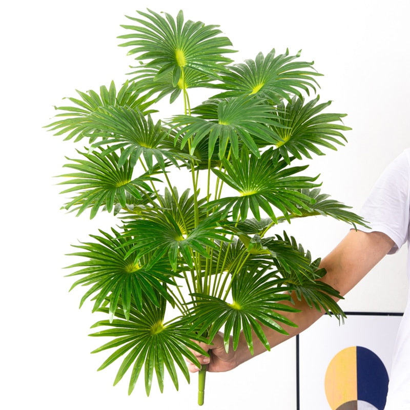 125cm Large Artificial Palm Tree Tropical Plants Branches Plastic Fake Leaves Green Monstera For Home Garden Room Office Decor