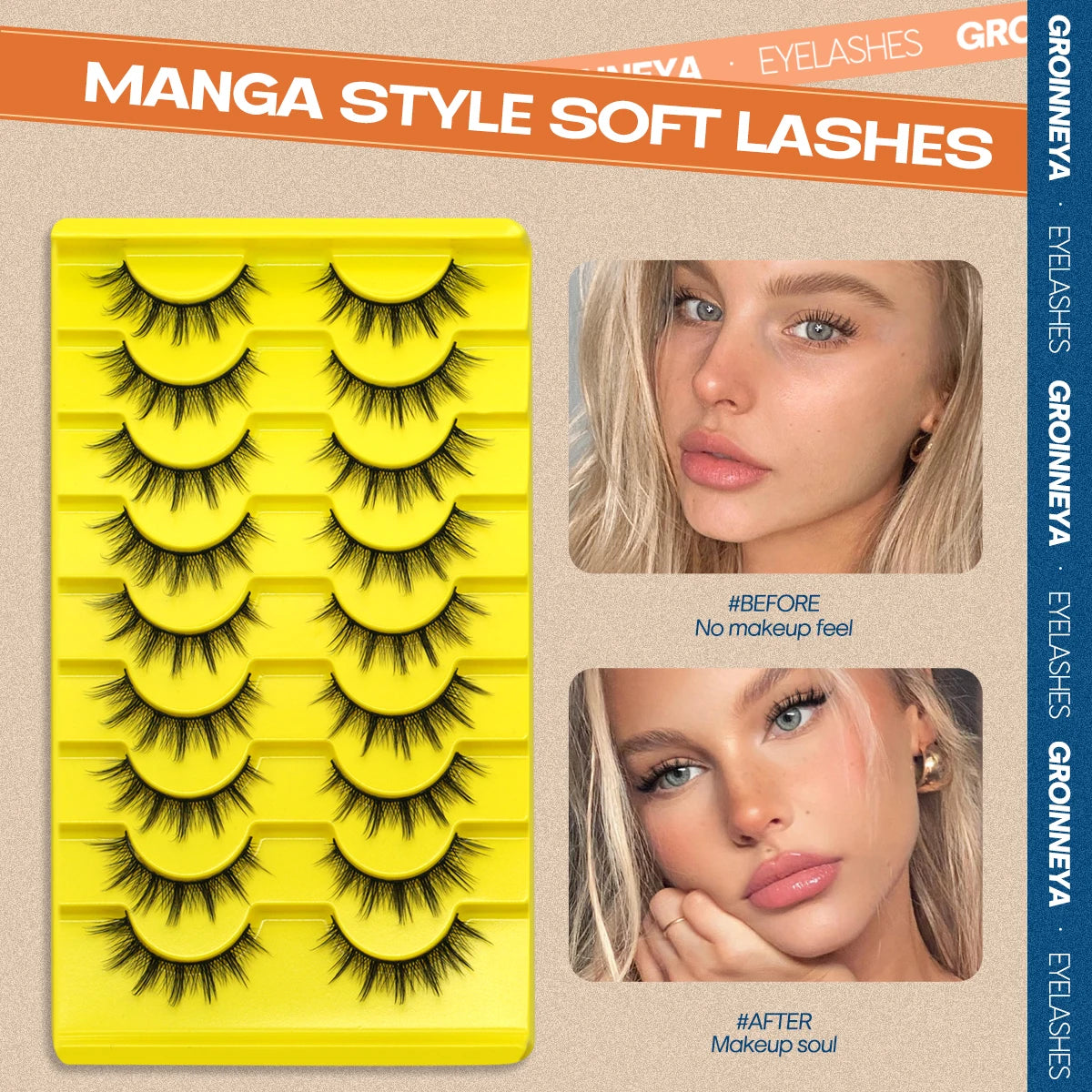 5/7/9 Pairs Manga Lashes 3d Faux Mink Lashes Natural False Eyelashes Soft Winged Natural Realistic Eyelash Extension