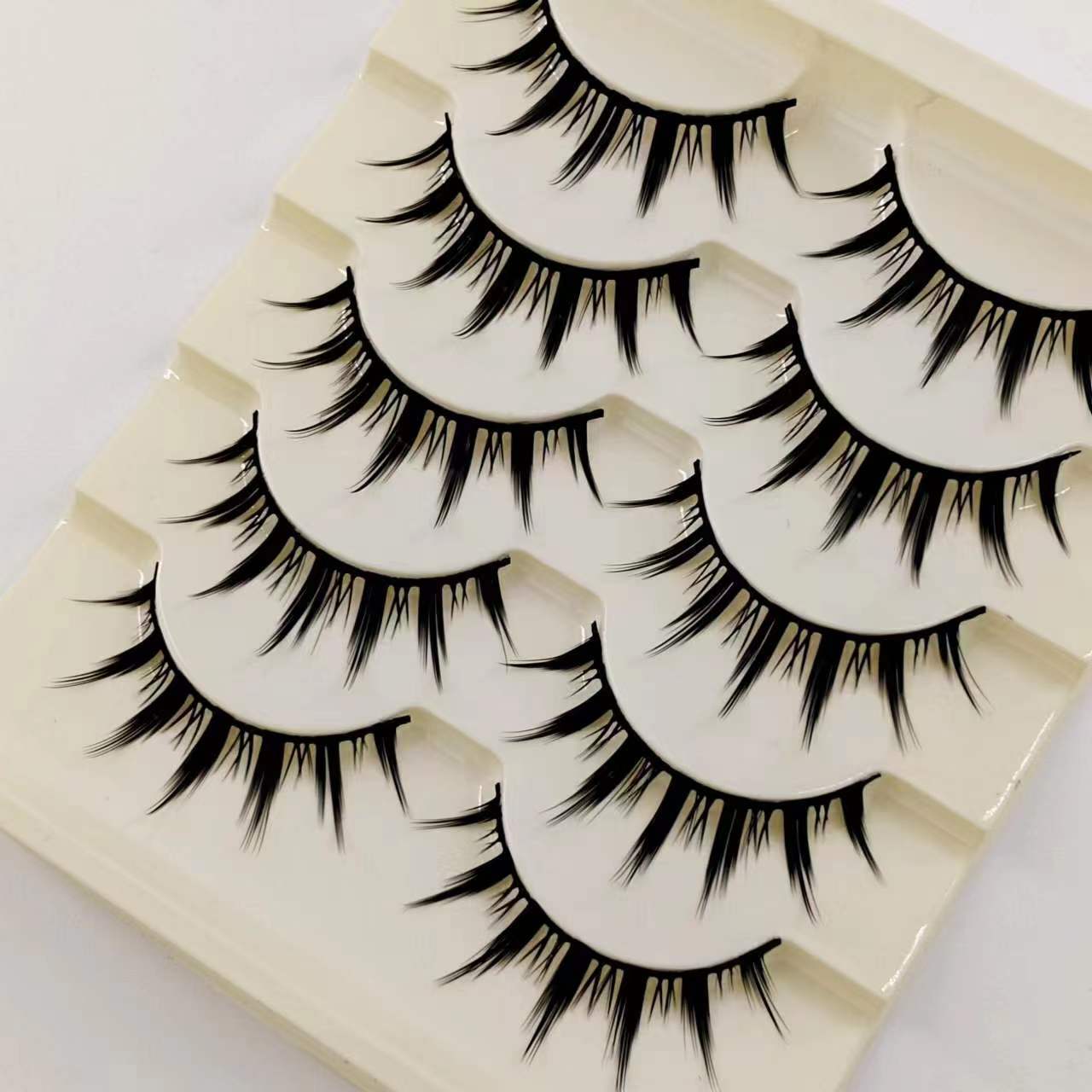 Natural Long Cosplay Cross Strip False Eyelashes Black Eye Lashes 5pair