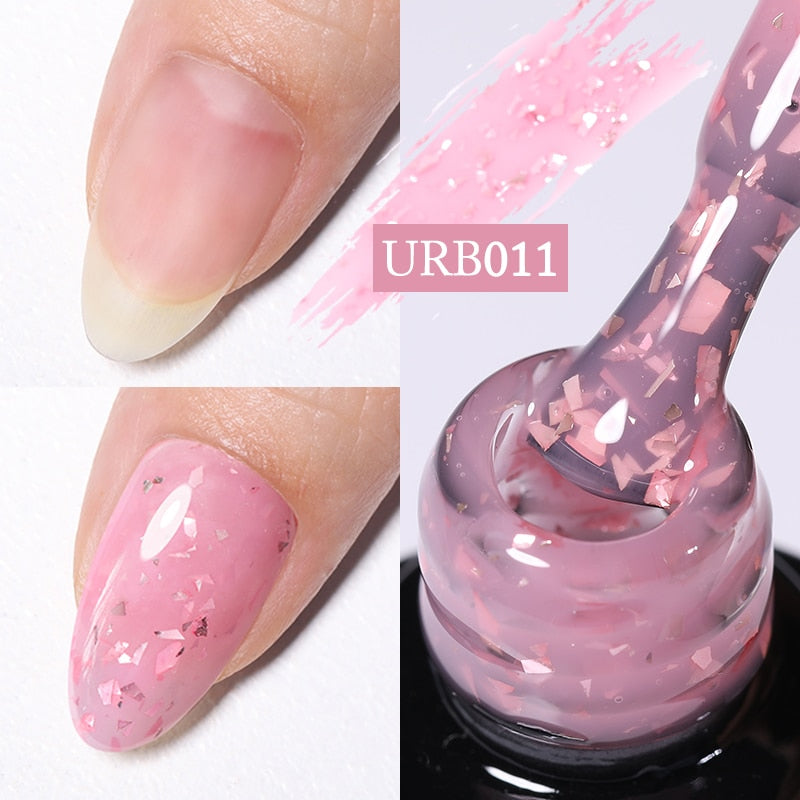 Aurora Rubber Gel Nail Iridescent Pearl Effect Metallic Mirror Nails Manicure Soak Off UV LED No Wipe Top Coat Base Gel