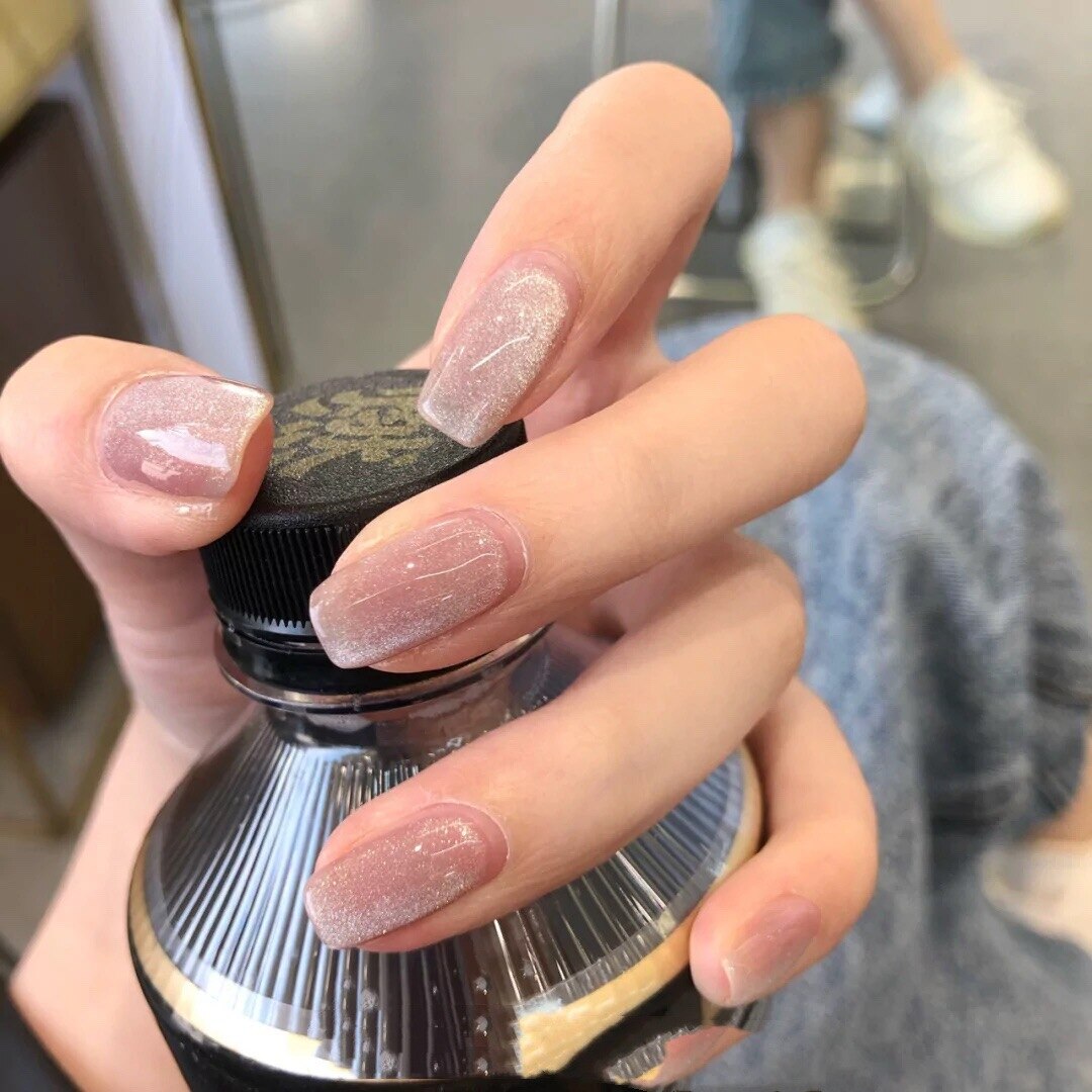 24pcs pink clouds design false nails with glue press on nails medium length acrylic nails coffin full cover nails tips supplies