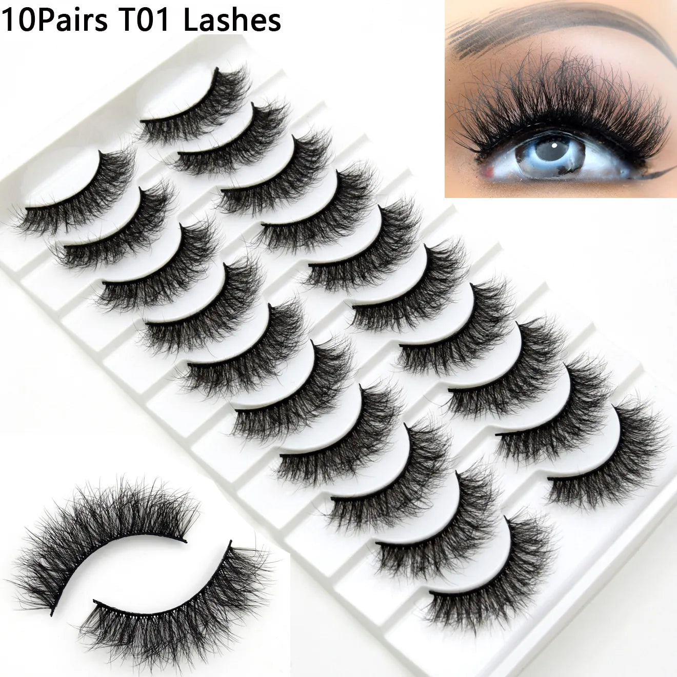 5paris/10pairs Faux Mink Eyelashes Make Up False Cils Hand Made Fake Eyelashes Wholesale Thick Eyelashes Extension