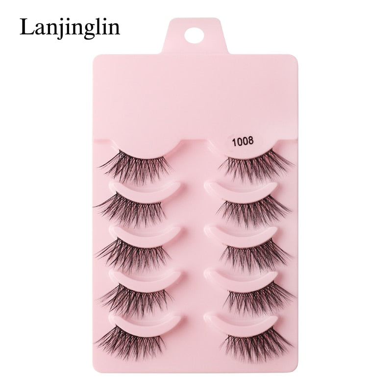 Half Eey Lashes 3/5/10 Pairs Faux Mink Lashes Natural False Eyelashes Wispy Fluffy Eyelash Extension