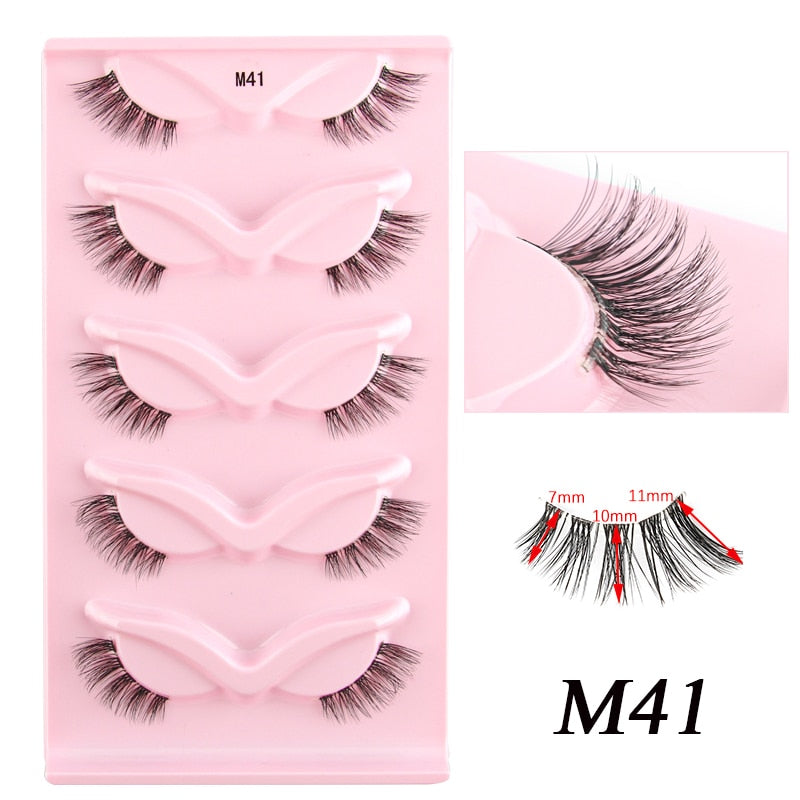 3/5/10 Pairs Half Lashes Fox Eye Wispy Fluffy Faux Cils Natural Winged Fake Eyelashes Half Lashes maquillage