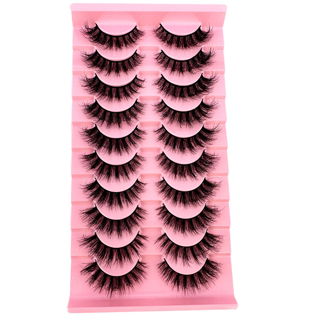 10Pairs False Eyelashes 6D Super Fluffy Wispy Faux Mink Eyelashes Cat Eye Dramatic Lashes Eyelash Extension