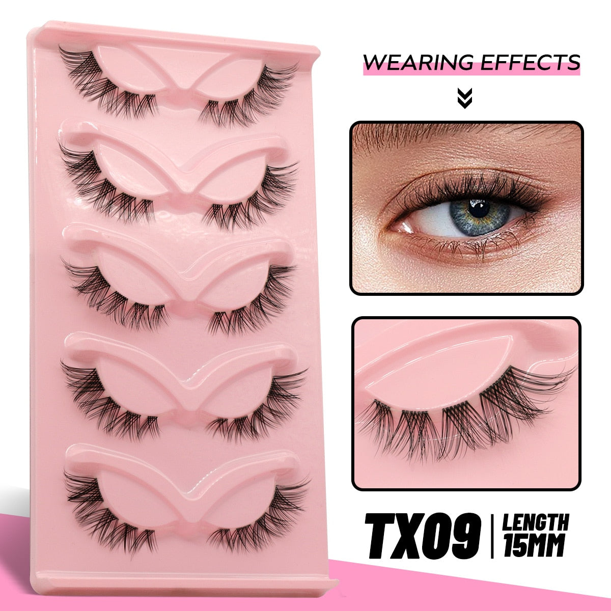 Cat Eye Lashes Faux Mink Eyelashes Natural long Manga Lashes Winged End Eye Elongated Eyelashes Fake Lashes