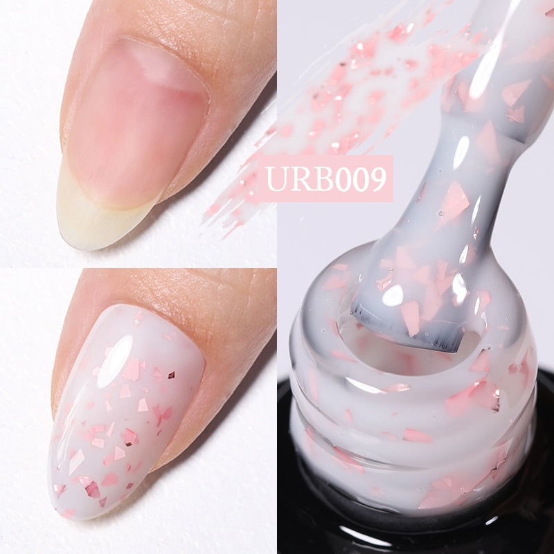 Aurora Rubber Gel Nail Iridescent Pearl Effect Metallic Mirror Nails Manicure Soak Off UV LED No Wipe Top Coat Base Gel