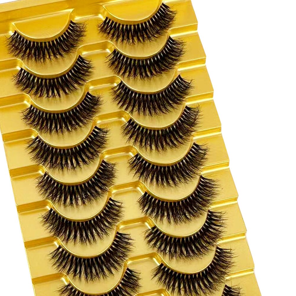 Manga Lashes 10 Pairs cosplay 3D Faux Mink Lashes Natural short Full Strip Lashes Clear Band Natural Eyelashes Extension