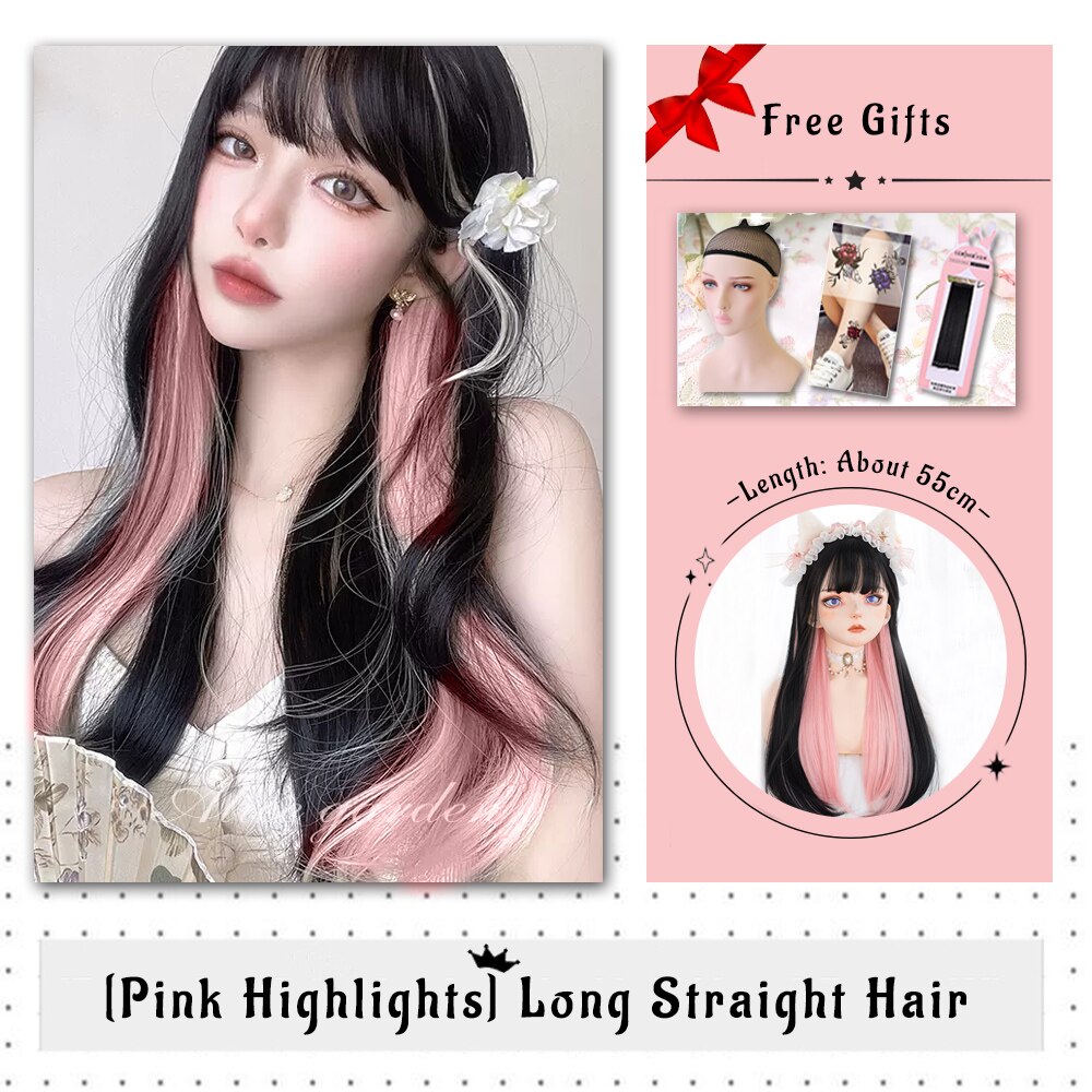 Brown Black Gold Wool Roll Synthetic Wig For Women Long Roll Wig Bangs Cosplay Party Heat Resistant Hair