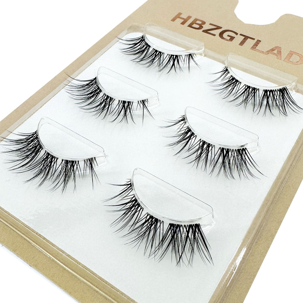 Mink Eyelashes 3 pair reusable false eyelashes invisible band