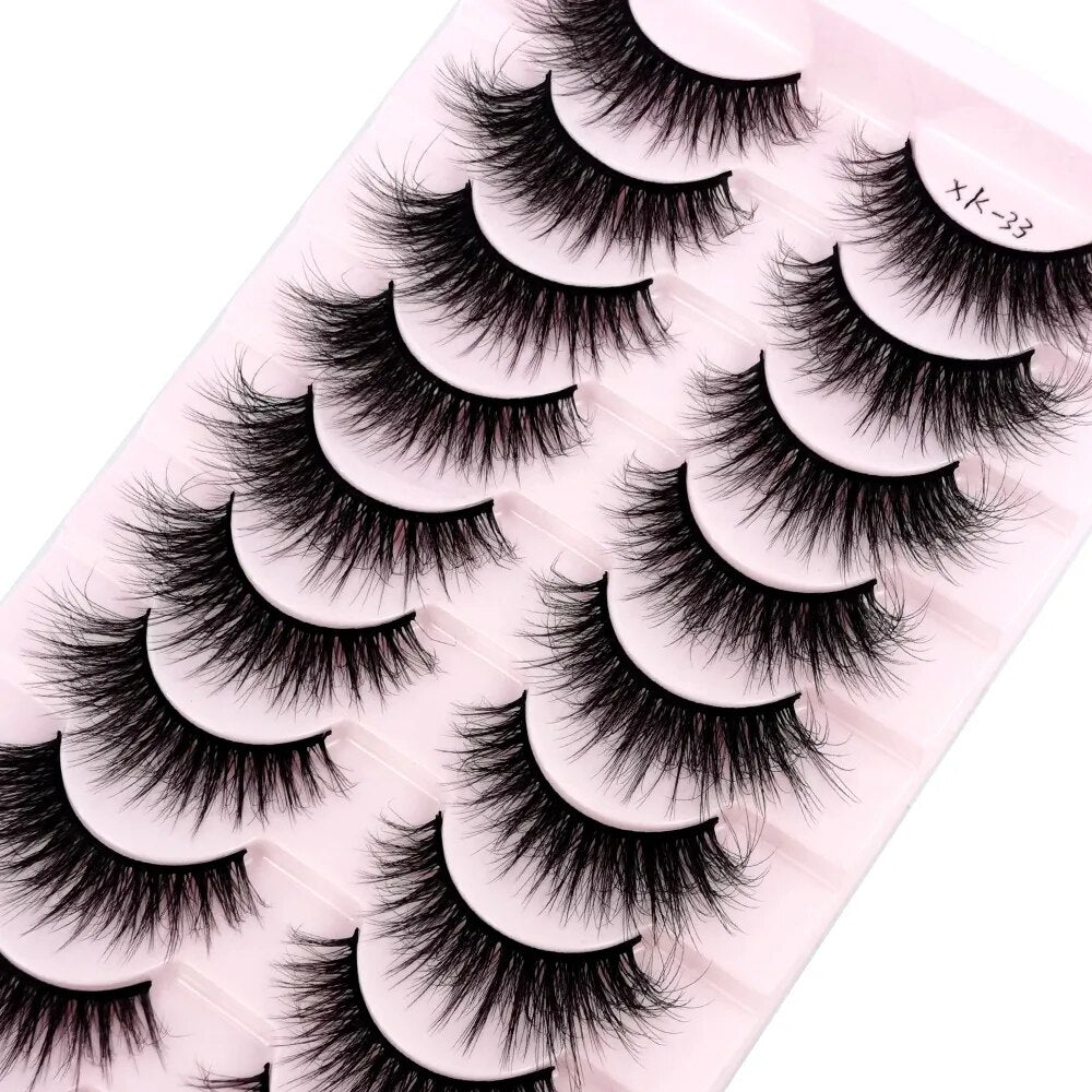 Fluffy 10 Pairs Faux Mink False Eyelashes Natural Long Lashes Crisscross Wispy Fake Eyelashes Extension