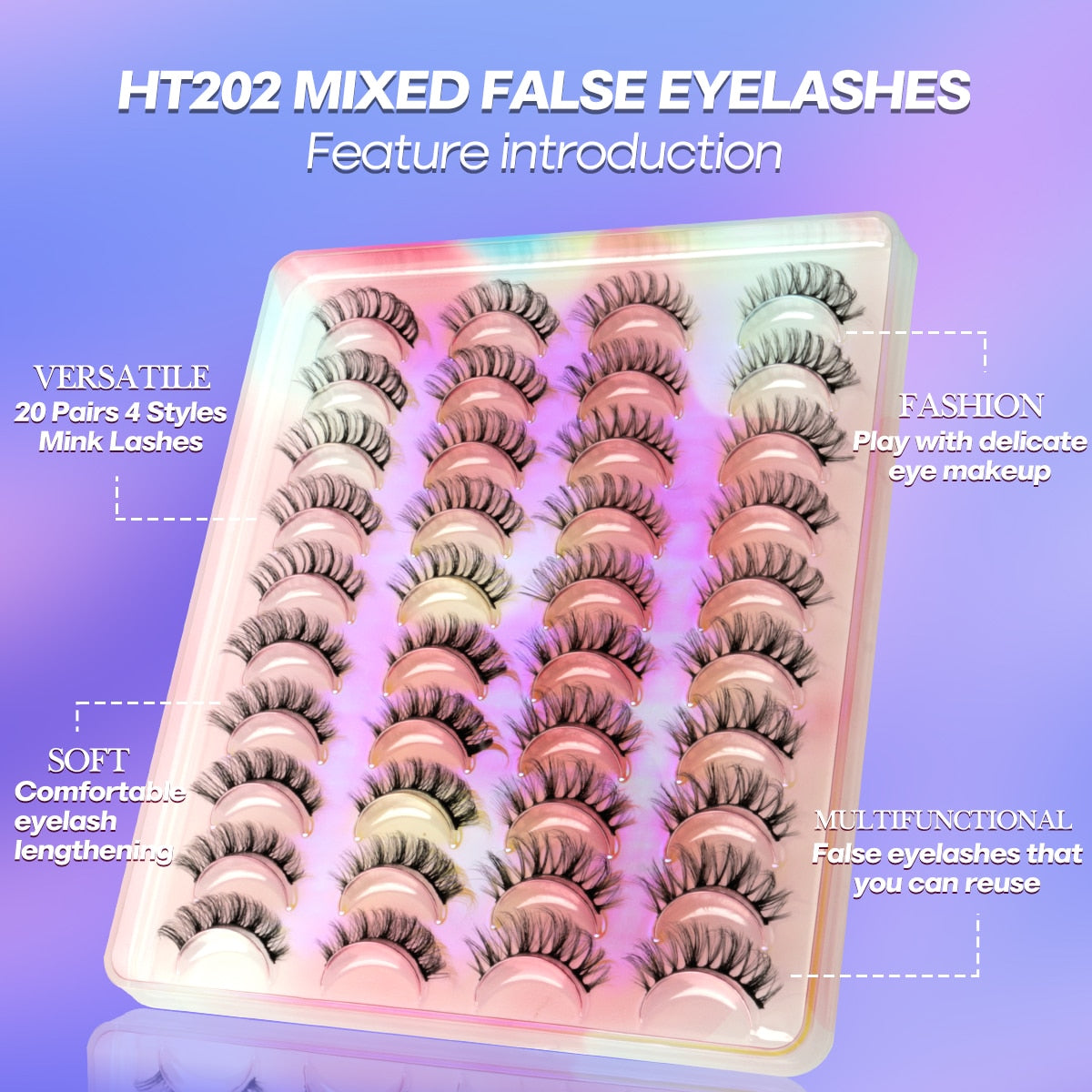 Russian Strip Lashes 5/10/20 Pairs Fluffy Mink Lashes 3D False Eyelashes Russian Eyelashes D Curl Fake Eyelashes