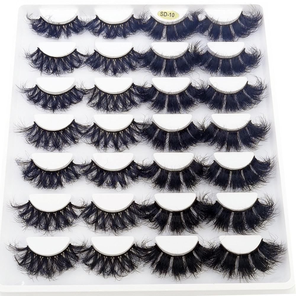 Lashes 14 Pairs Eyelashes Faux Mink Eyelashes Long Lasting Fluffy 25mm Mink Lashes Dramatic Volume lashes Extension Thick Long