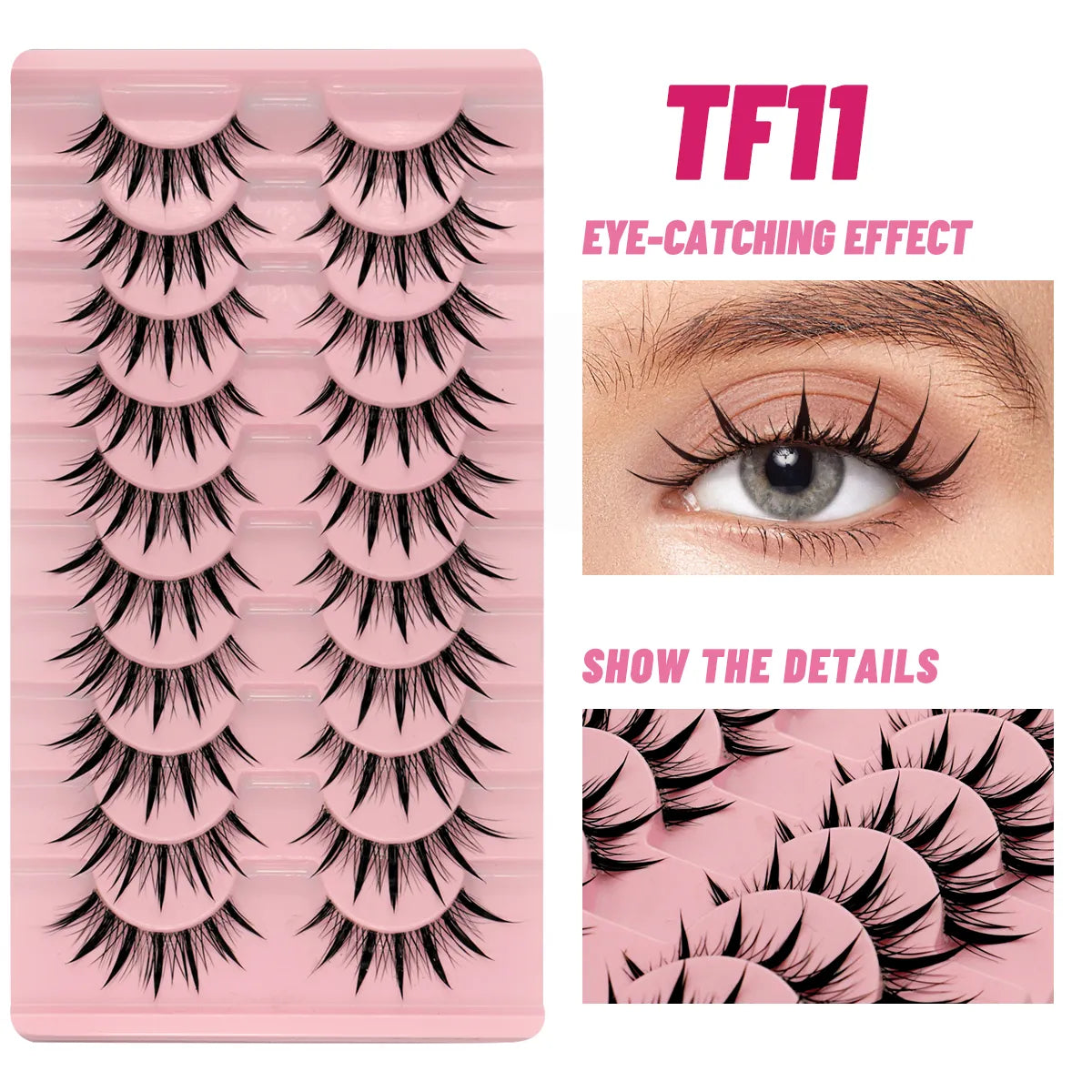 Clear Eyelash Manga  Lashes False 5/10 Pairs Eyelashes Cat-Eye Natural Fluffy 3D Faux Mink Lashes Wispy Lashes