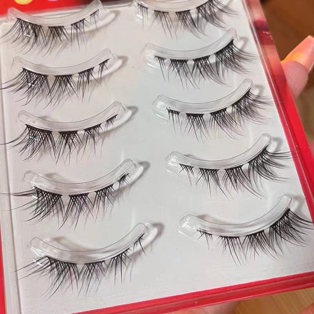 5/10Pairs 3D Mink Cat Eye Lashes manga Eye Elongated Eyelashes Full Strip Wispy Volume Fox Eye Lashes