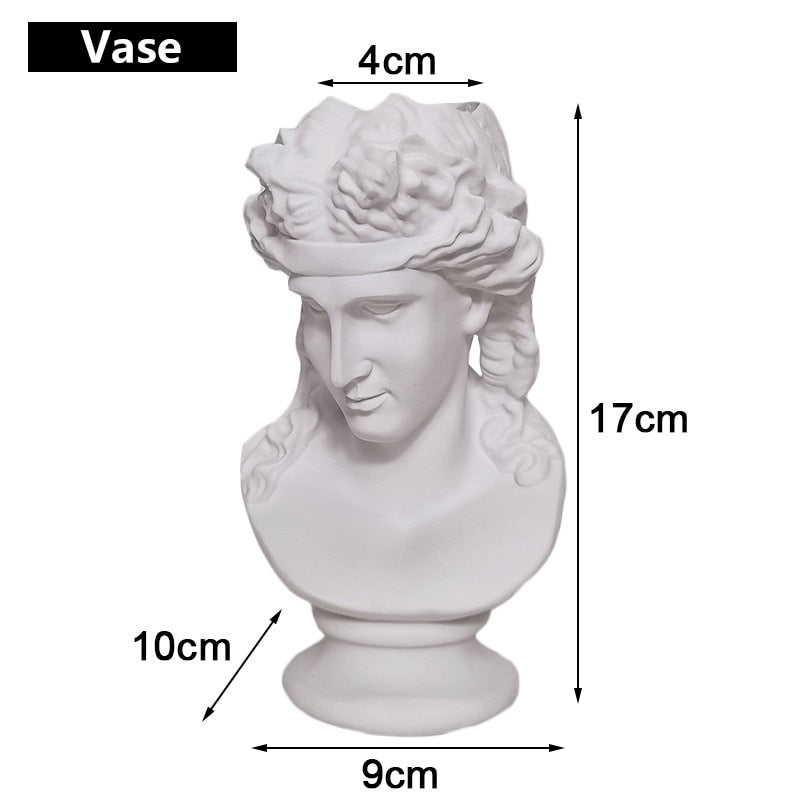 Modern Nordic Style Creative Portrait Vase Human Head Flower Vases Decorative Ornaments Resin David Home Flowers Art Decor