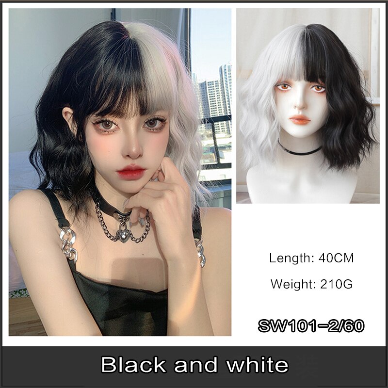 Cosplay Wig With Bangs Synthetic Straight Hair 24 Inch Long Heat-Resistant Pink Wig For Women