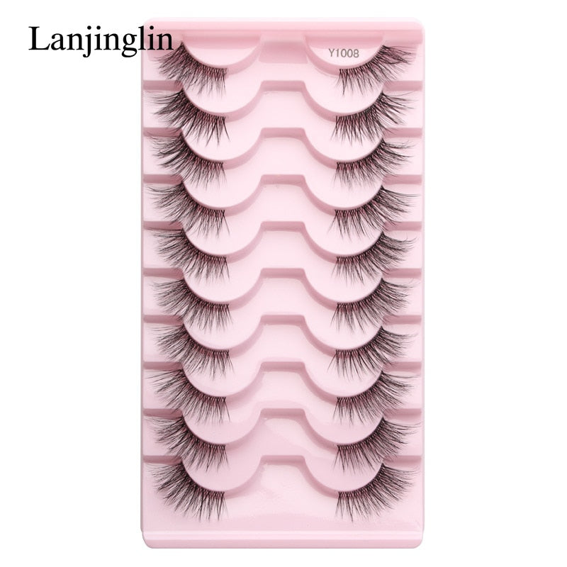 Half Eey Lashes 3/5/10 Pairs Faux Mink Lashes Natural False Eyelashes Wispy Fluffy Eyelash Extension