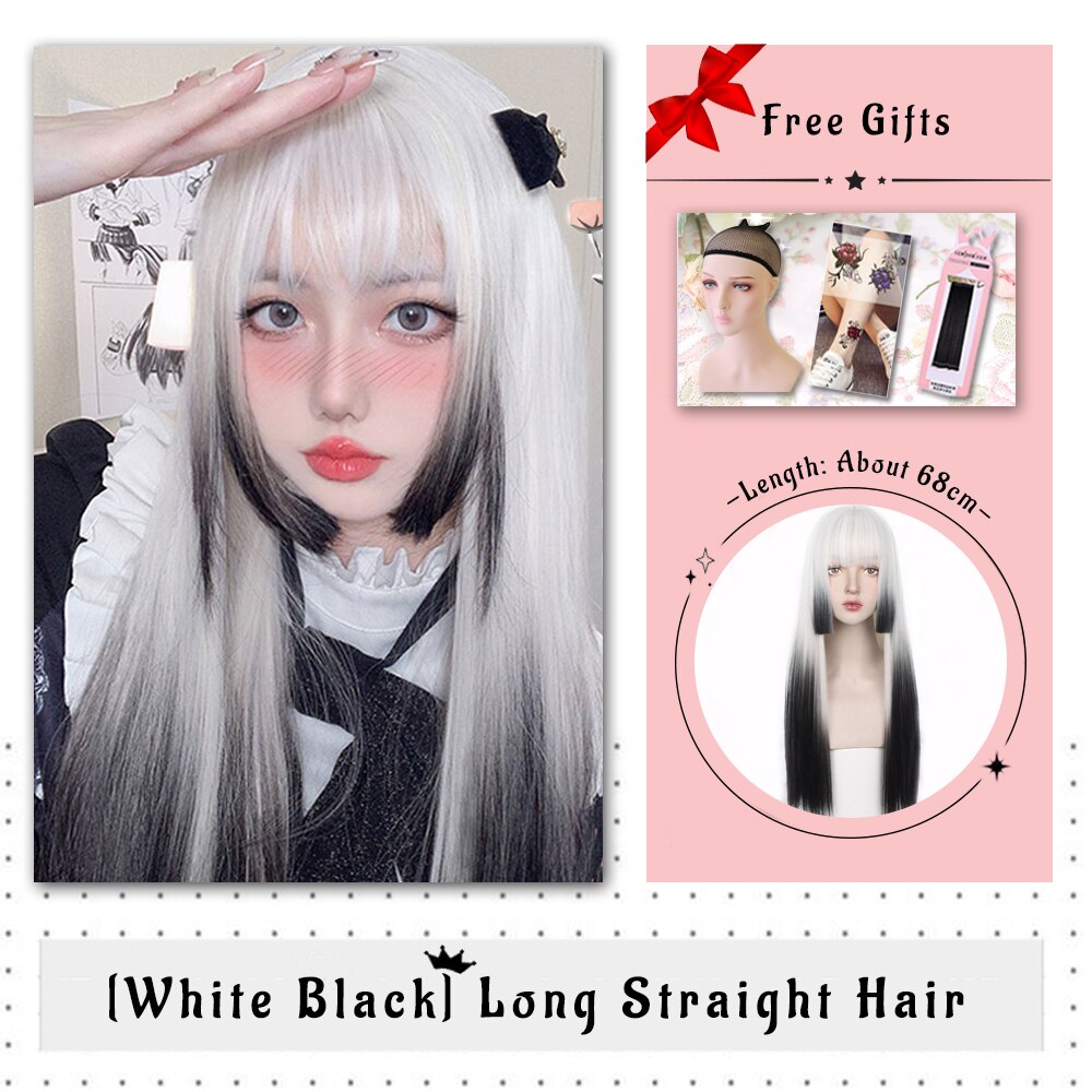 Brown Black Gold Wool Roll Synthetic Wig For Women Long Roll Wig Bangs Cosplay Party Heat Resistant Hair