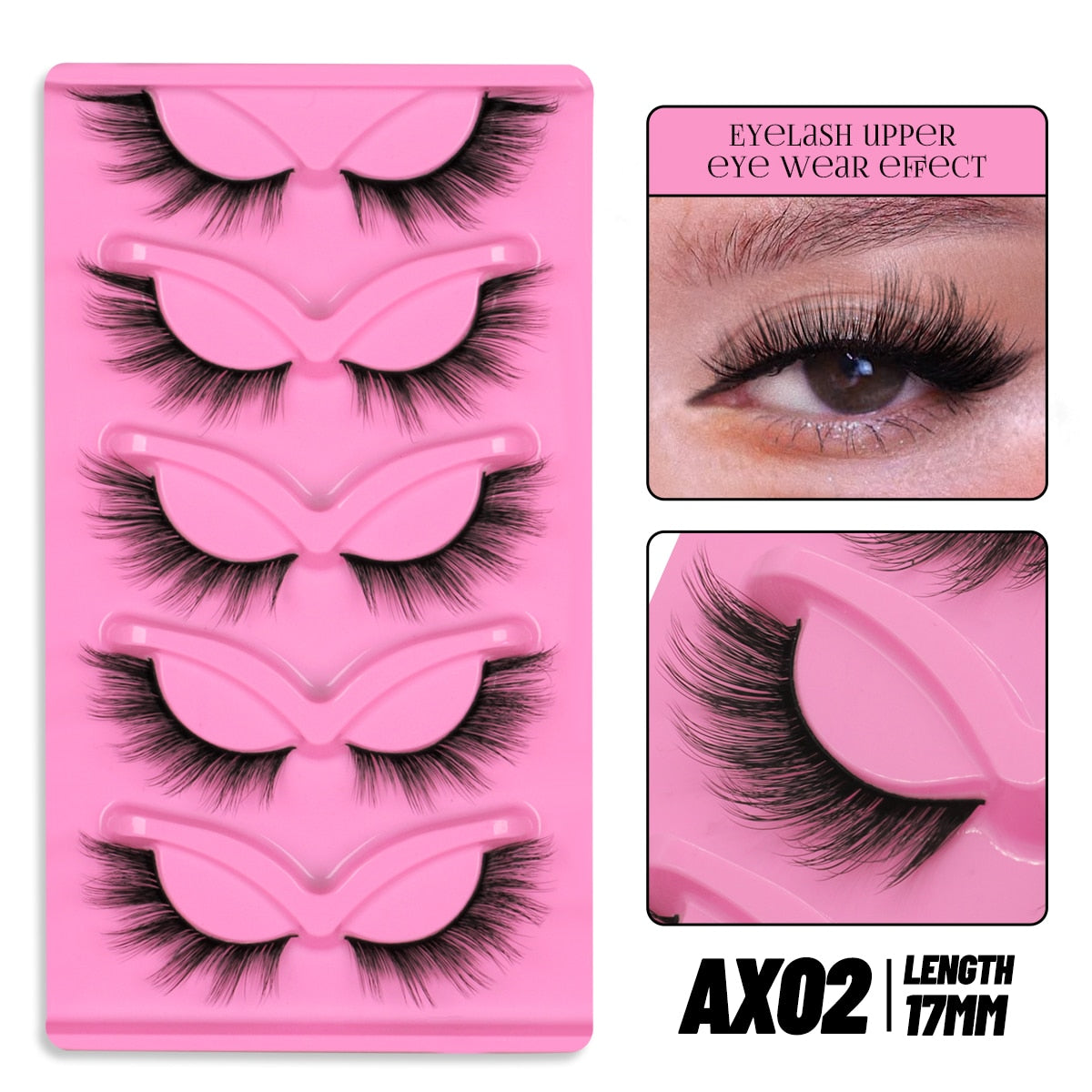 Cat EyeLashes 5 pairs Short Fluffy Eyelashes Soft Natural long Strip Lashes Winged End Eye Elongated Lashes