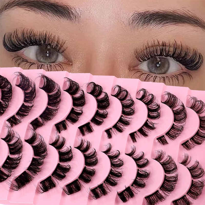 Natural Cluster Lashes Extensions Wispy False Eyelashes Fake Lashes 3D Strips Eyelash Extensions DIY Lashes 10 Pairs