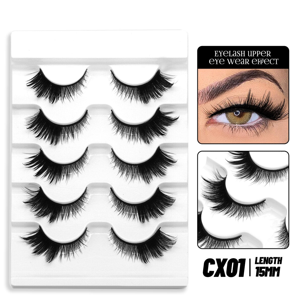 Cat Eye Lashes Natural long Clear Band Lashes Faux Mink Eyelashes Winged End Eye Elongated Eyelashes Fake Lashes Soft